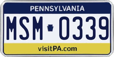 PA license plate MSM0339