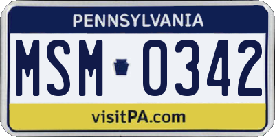 PA license plate MSM0342