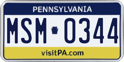 PA license plate MSM0344