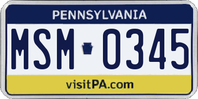 PA license plate MSM0345