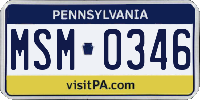 PA license plate MSM0346