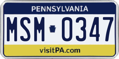 PA license plate MSM0347