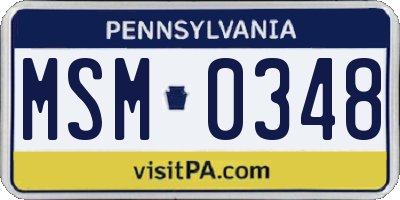 PA license plate MSM0348