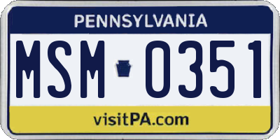 PA license plate MSM0351