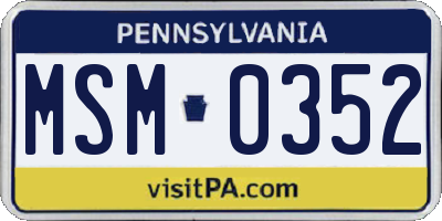 PA license plate MSM0352
