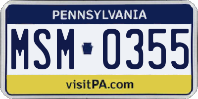 PA license plate MSM0355