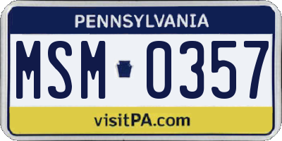 PA license plate MSM0357