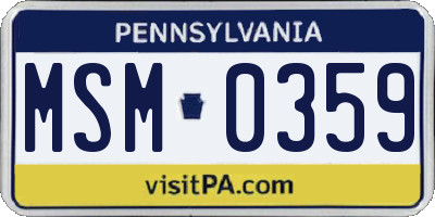 PA license plate MSM0359