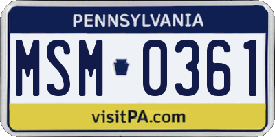 PA license plate MSM0361
