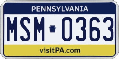 PA license plate MSM0363