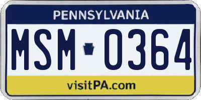 PA license plate MSM0364