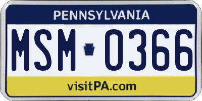 PA license plate MSM0366