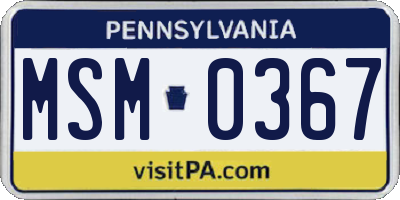 PA license plate MSM0367