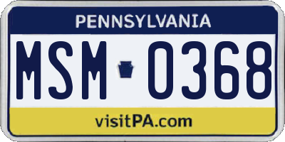 PA license plate MSM0368