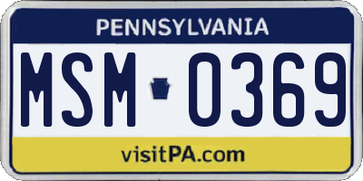 PA license plate MSM0369