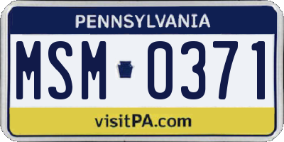PA license plate MSM0371