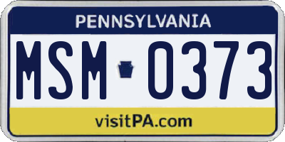 PA license plate MSM0373