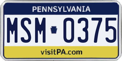 PA license plate MSM0375