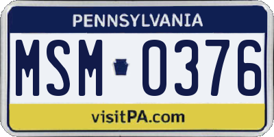 PA license plate MSM0376
