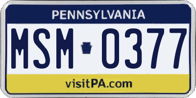 PA license plate MSM0377