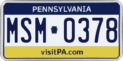 PA license plate MSM0378