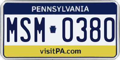 PA license plate MSM0380
