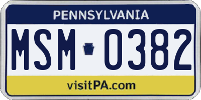 PA license plate MSM0382