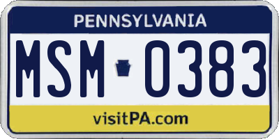 PA license plate MSM0383