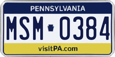 PA license plate MSM0384