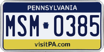 PA license plate MSM0385