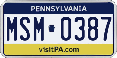 PA license plate MSM0387