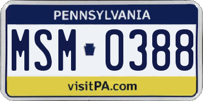 PA license plate MSM0388