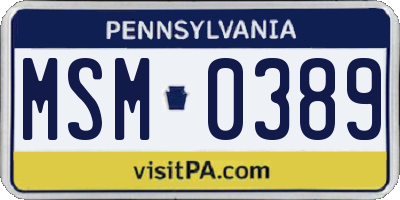 PA license plate MSM0389
