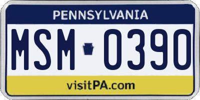 PA license plate MSM0390