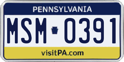PA license plate MSM0391