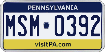 PA license plate MSM0392