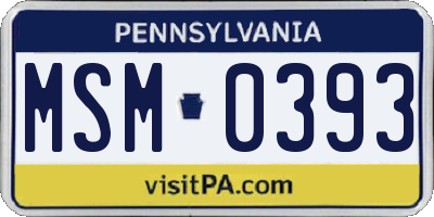 PA license plate MSM0393