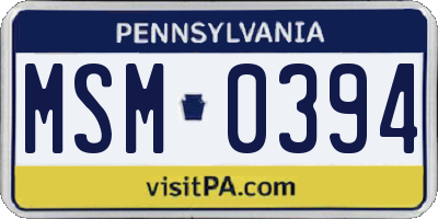 PA license plate MSM0394