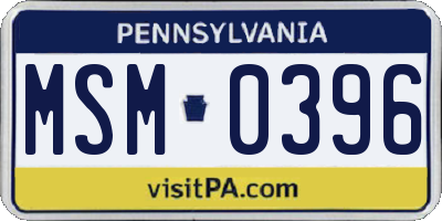 PA license plate MSM0396