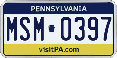 PA license plate MSM0397