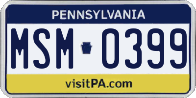 PA license plate MSM0399