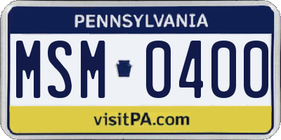 PA license plate MSM0400