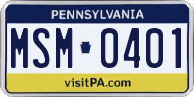 PA license plate MSM0401