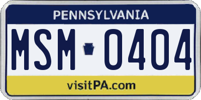 PA license plate MSM0404