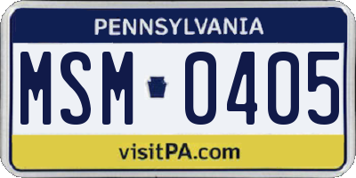 PA license plate MSM0405