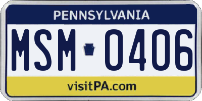 PA license plate MSM0406