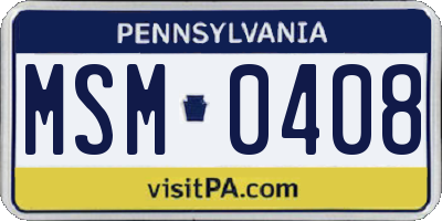PA license plate MSM0408