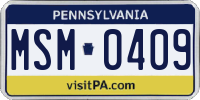 PA license plate MSM0409