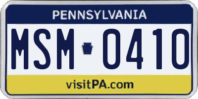 PA license plate MSM0410