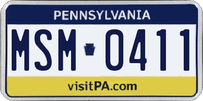 PA license plate MSM0411
